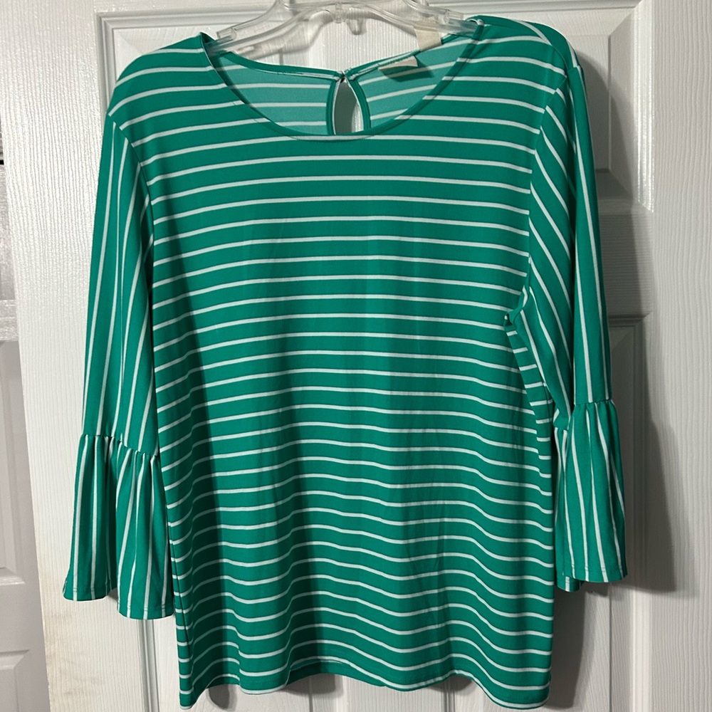 Chico's Striped Bell Sleeve Blouse